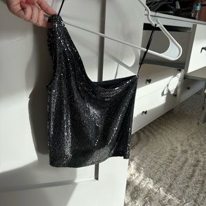 One shoulder strap sparkly shirt